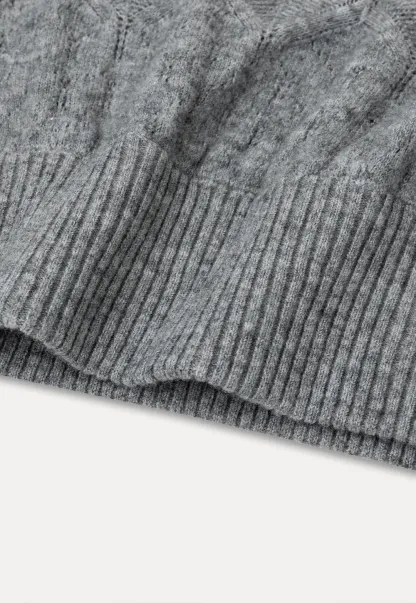 Ribbed Turtleneck with Diamond Lace Knit Sweater