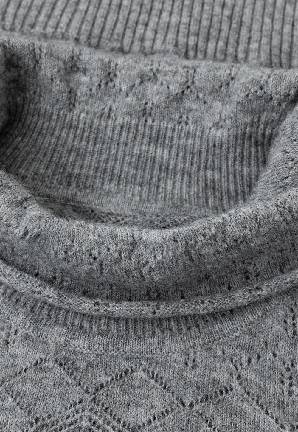 Ribbed Turtleneck with Diamond Lace Knit Sweater