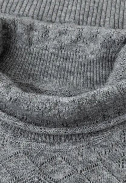 Ribbed Turtleneck with Diamond Lace Knit Sweater
