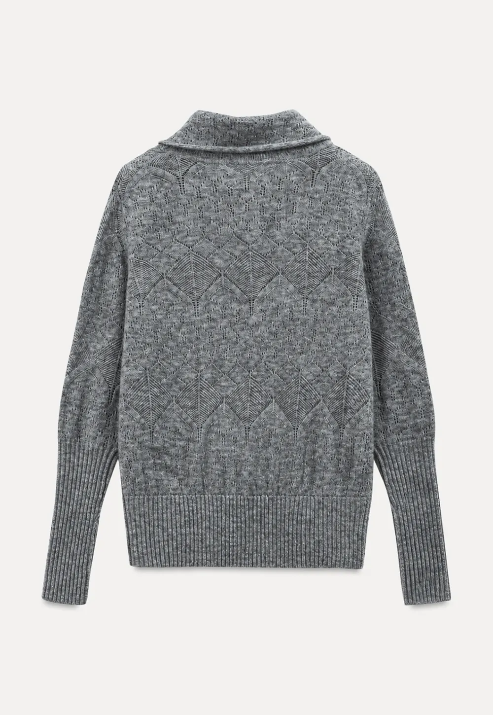 Ribbed Turtleneck with Diamond Lace Knit Sweater