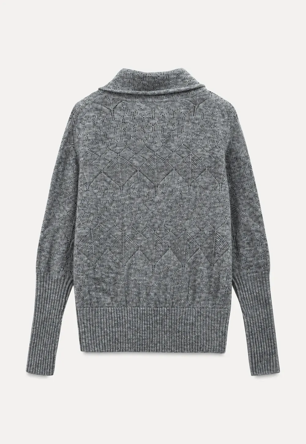 Ribbed Turtleneck with Diamond Lace Knit Sweater