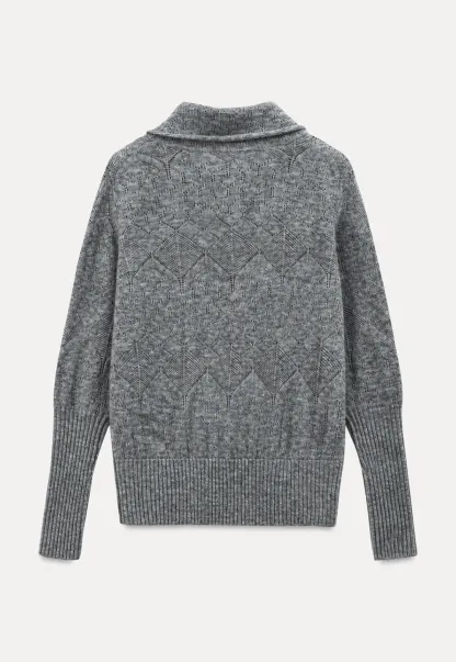 Ribbed Turtleneck with Diamond Lace Knit Sweater