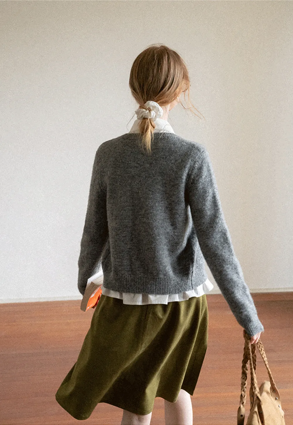 Floral Embroidered V Neck Cardigan Sweater