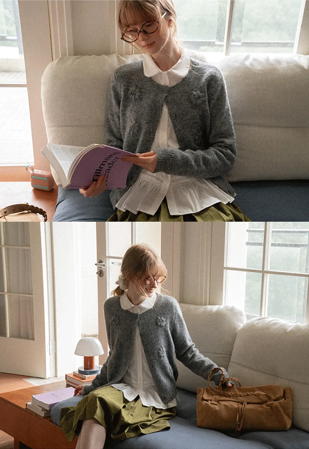 Floral Embroidered V Neck Cardigan Sweater