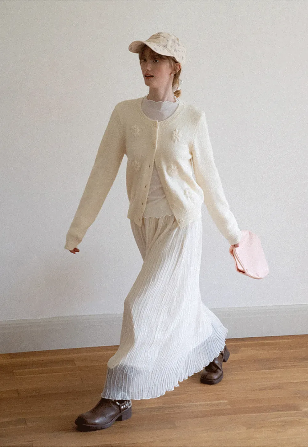 Floral Embroidered V Neck Cardigan Sweater