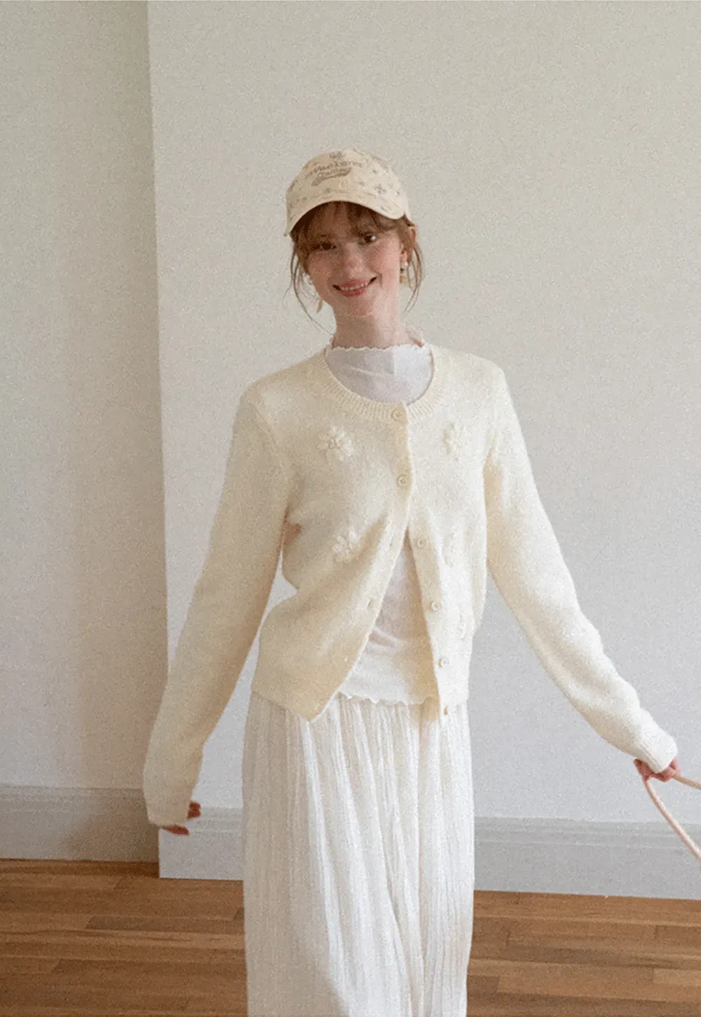 Floral Embroidered V Neck Cardigan Sweater