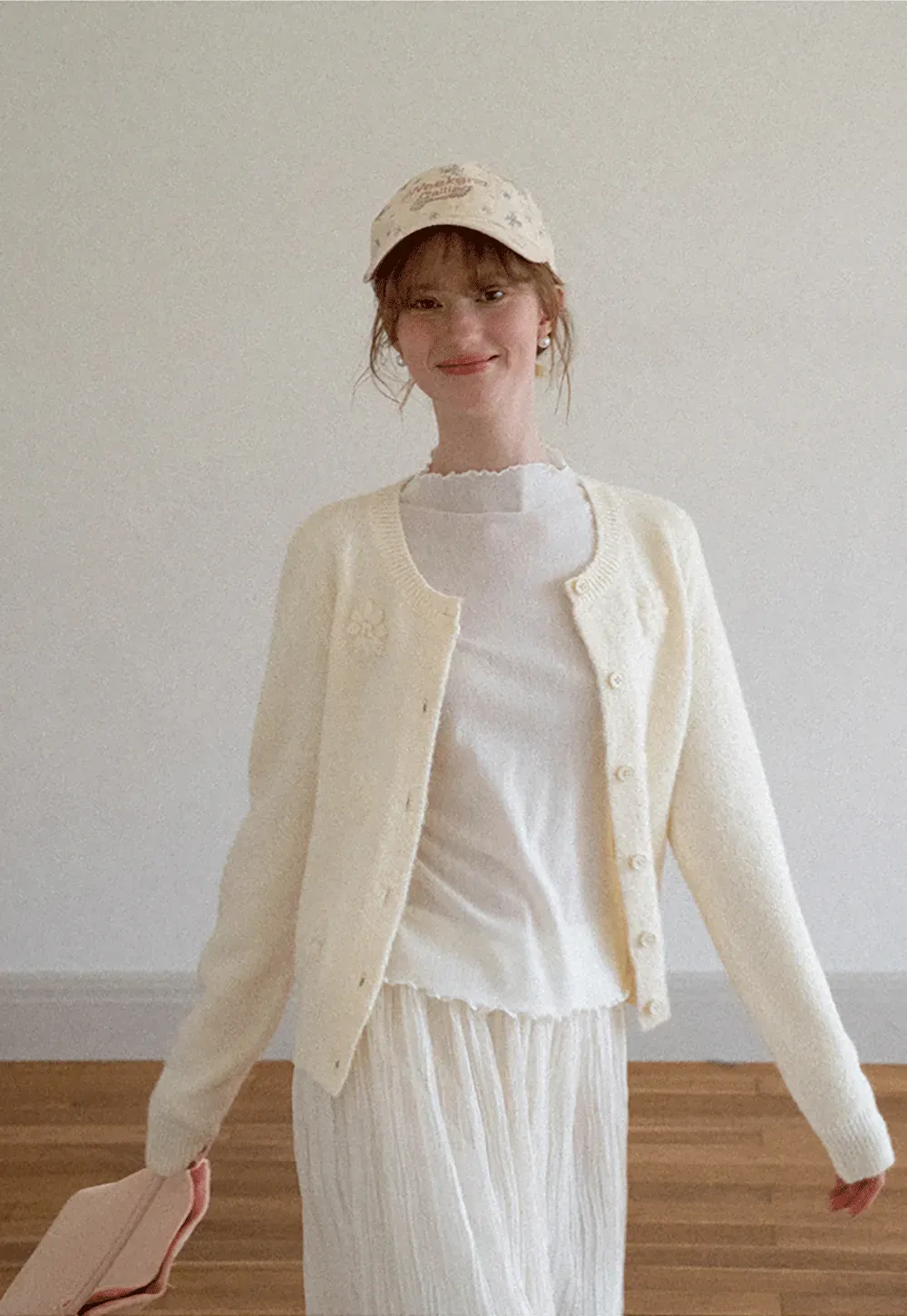 Floral Embroidered V Neck Cardigan Sweater