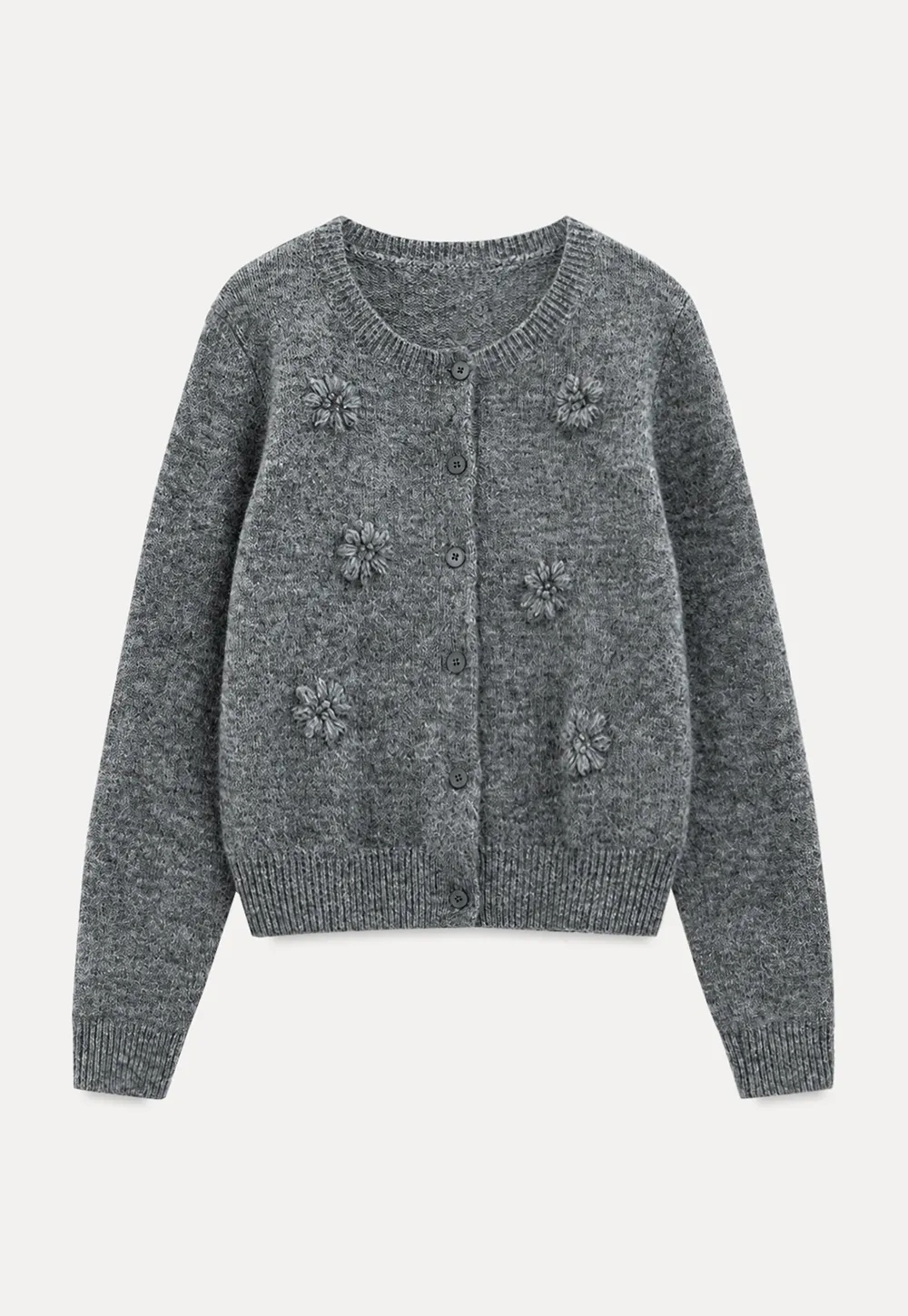 Floral Embroidered V Neck Cardigan Sweater