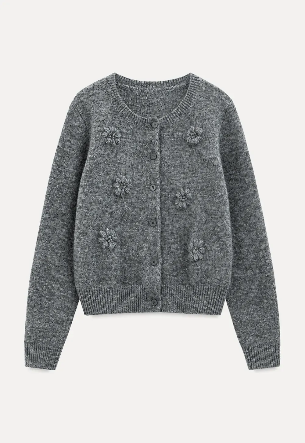 Floral Embroidered V Neck Cardigan Sweater