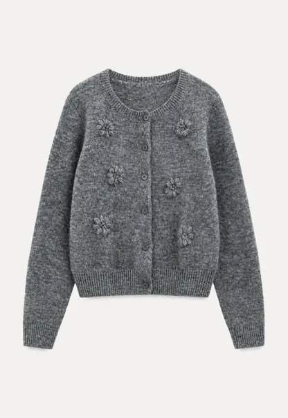 Floral Embroidered V Neck Cardigan Sweater