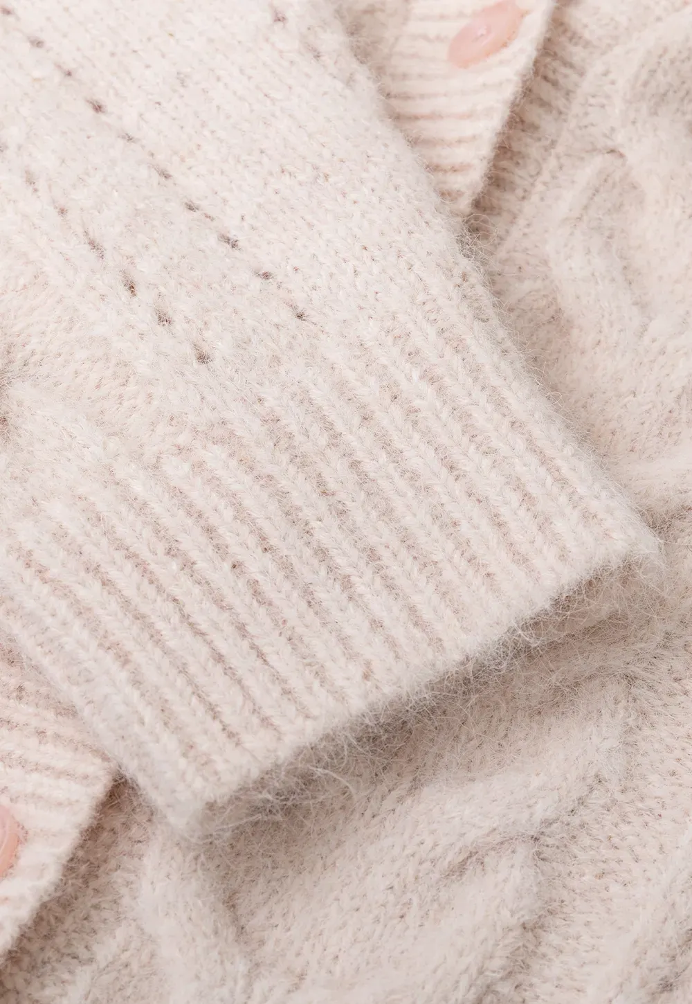 Cable Knit V Neck Button Front Cardigan Sweater