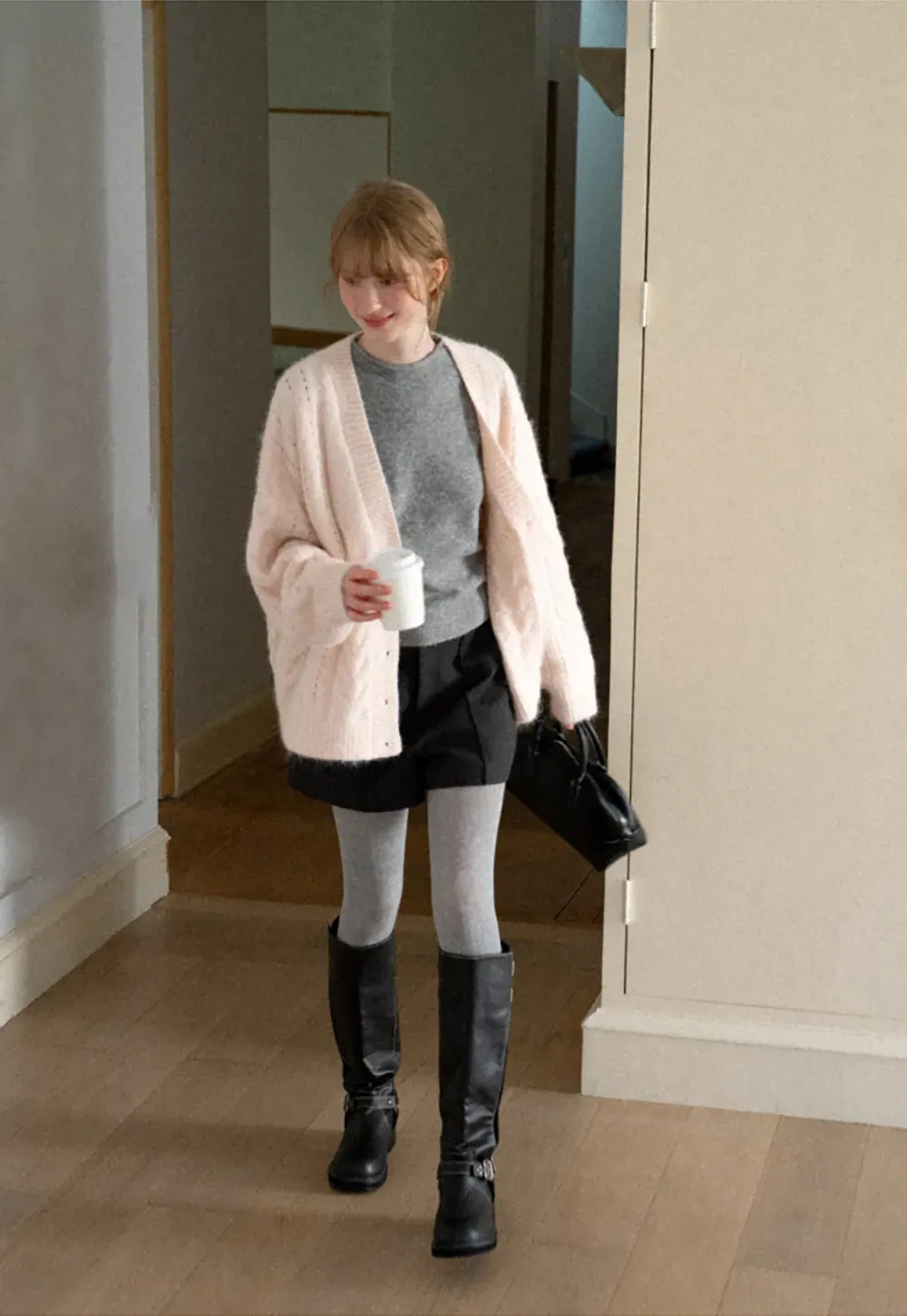 Cable Knit V Neck Button Front Cardigan Sweater