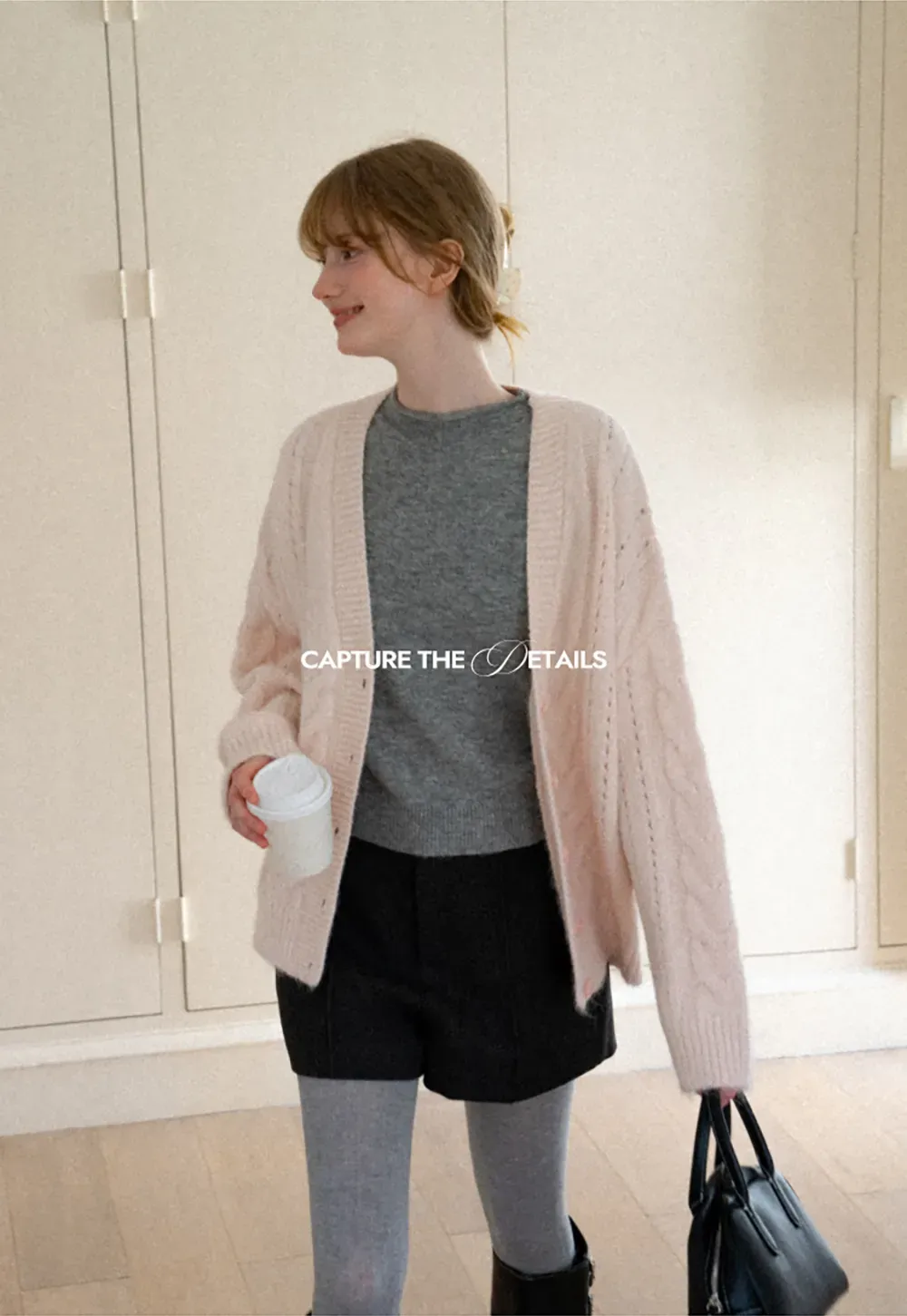 Cable Knit V Neck Button Front Cardigan Sweater