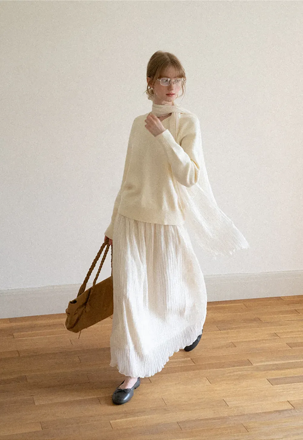 V Neck Ribbed Knit Sweater