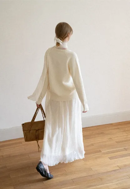 V Neck Ribbed Knit Sweater
