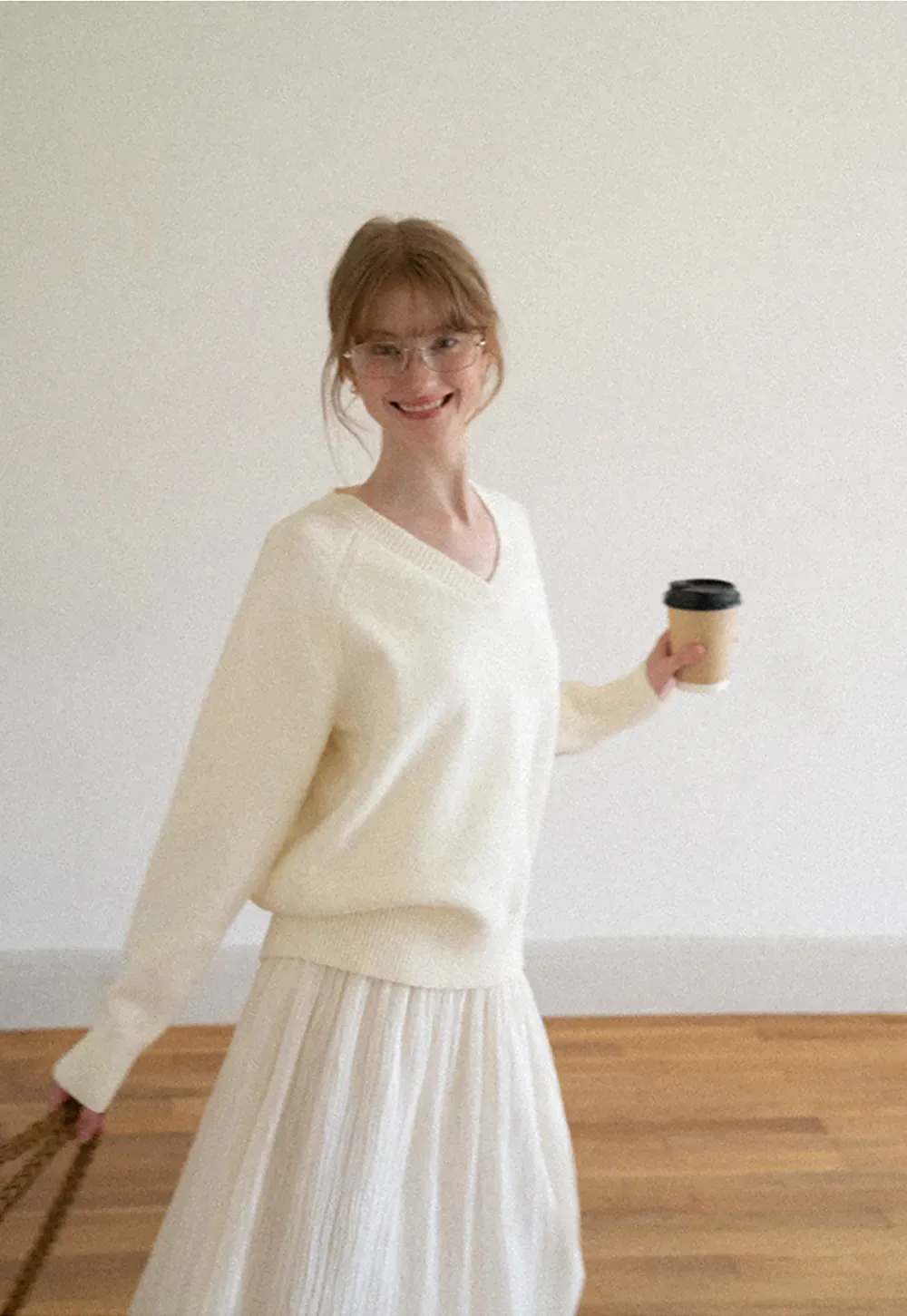 V Neck Ribbed Knit Sweater