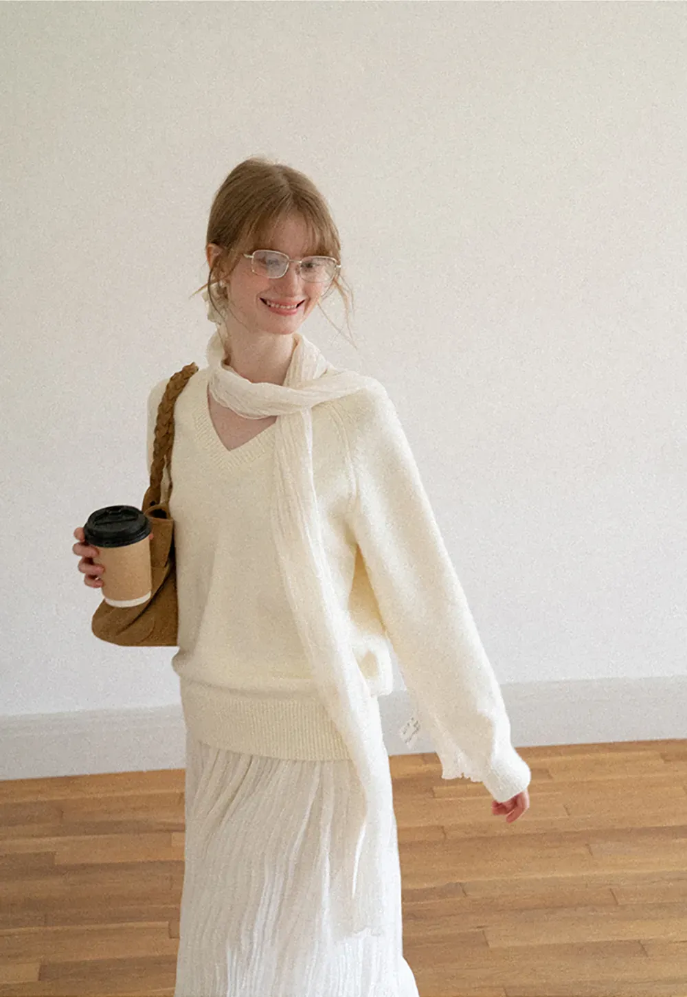V Neck Ribbed Knit Sweater