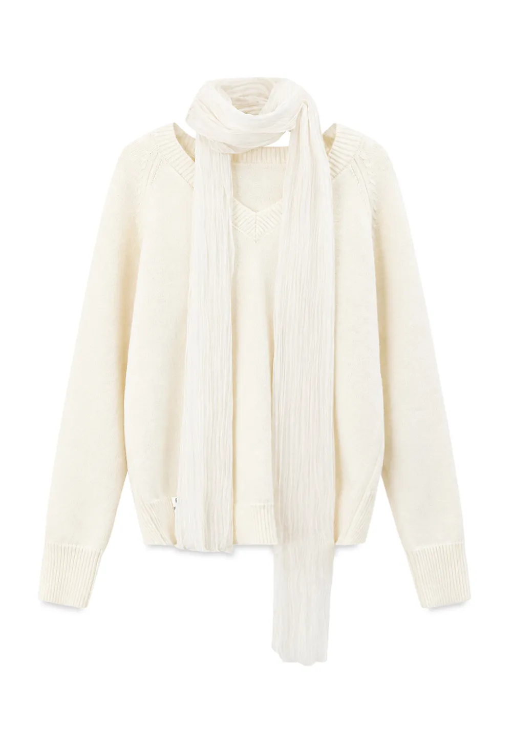 V Neck Ribbed Knit Sweater