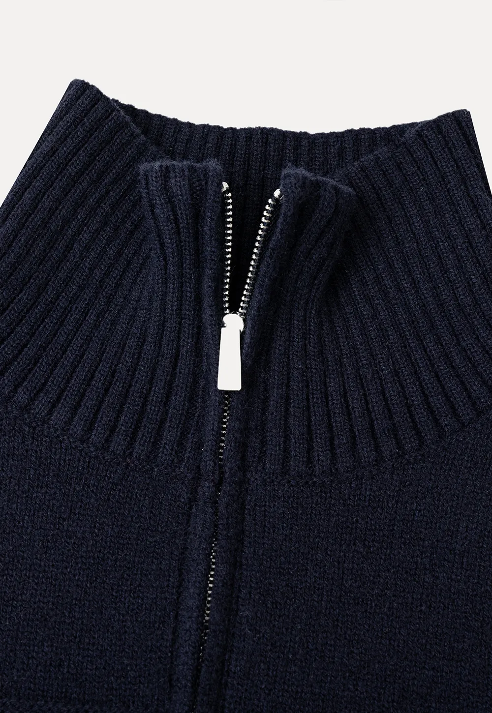 Fair Isle Patterned High Neck Zip Front Knit Sweater