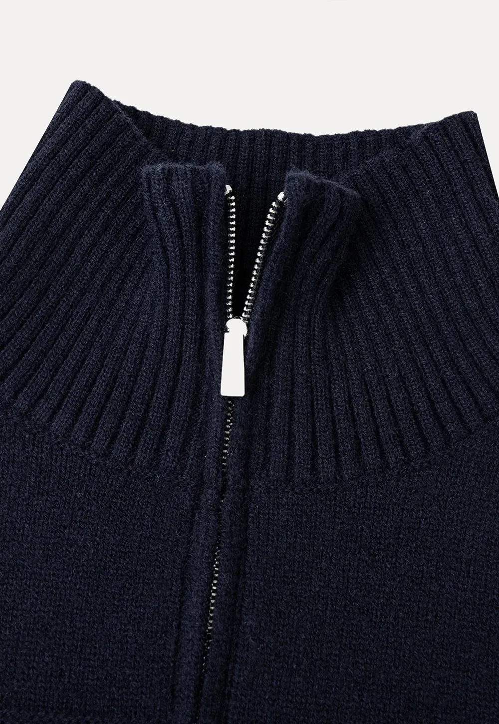 Fair Isle Patterned High Neck Zip Front Knit Sweater