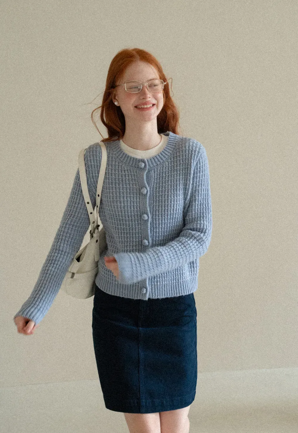 Ribbed Knit Cropped Cardigan with Button Front