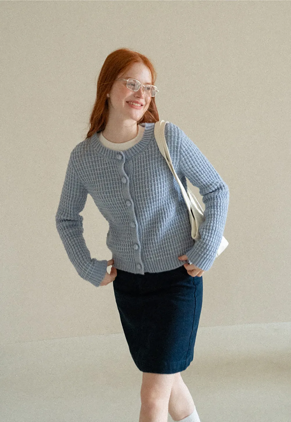 Ribbed Knit Cropped Cardigan with Button Front