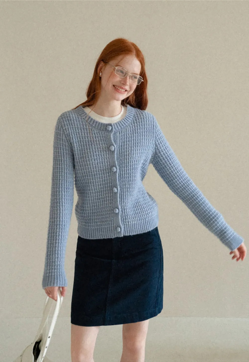 Ribbed Knit Cropped Cardigan with Button Front