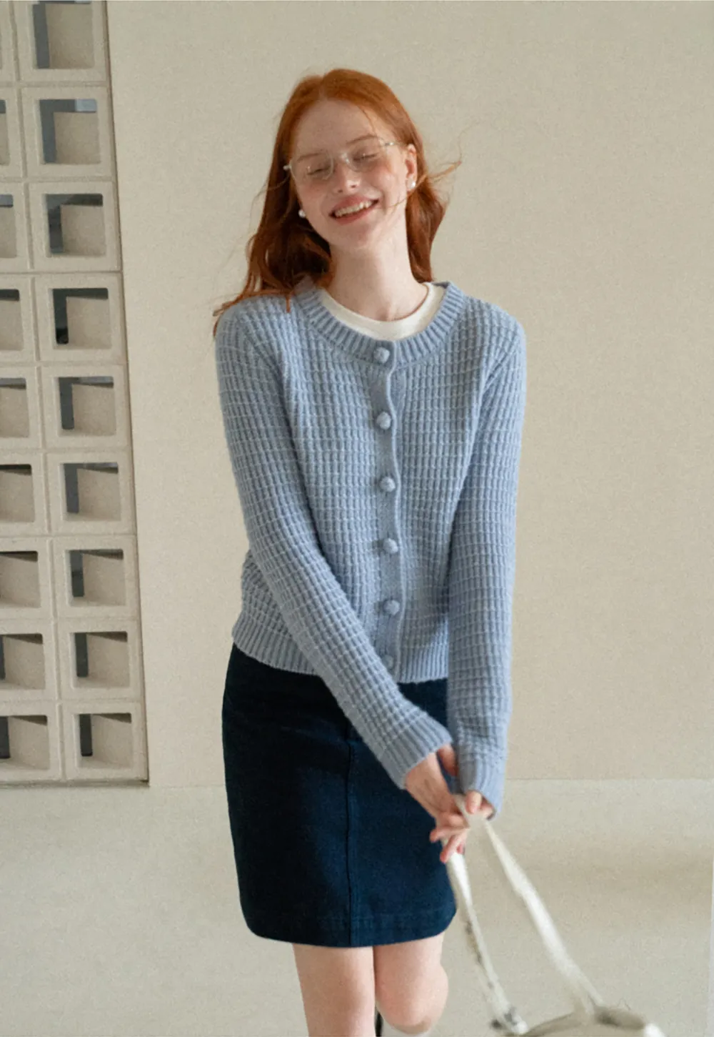 Ribbed Knit Cropped Cardigan with Button Front