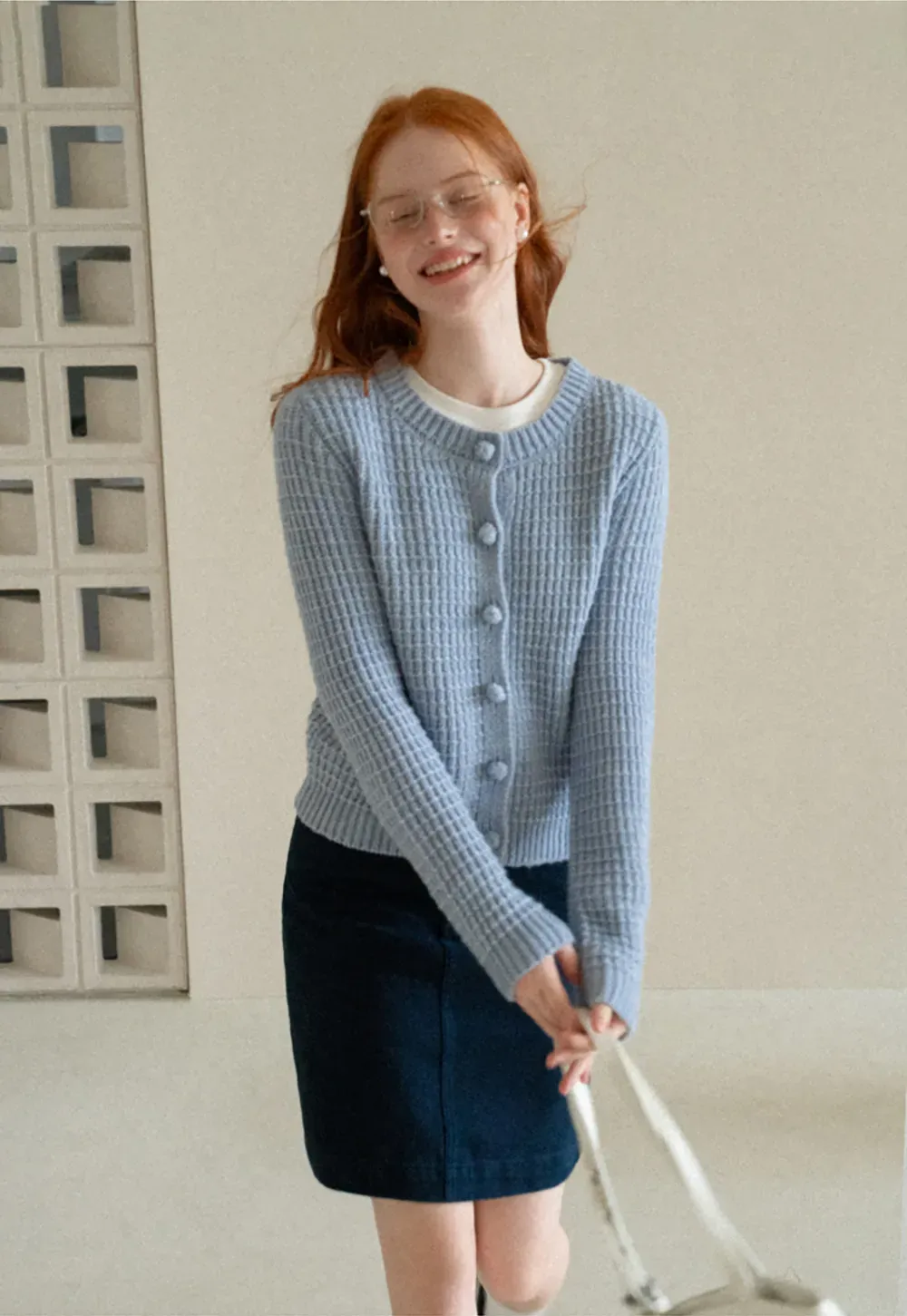 Ribbed Knit Cropped Cardigan with Button Front