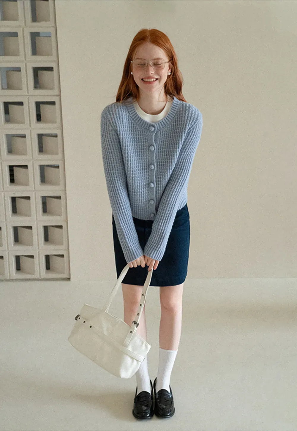 Ribbed Knit Cropped Cardigan with Button Front