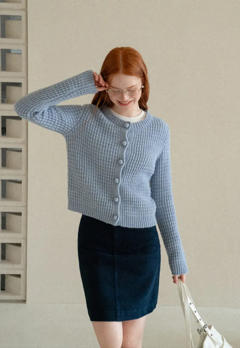 Ribbed Knit Cropped Cardigan with Button Front