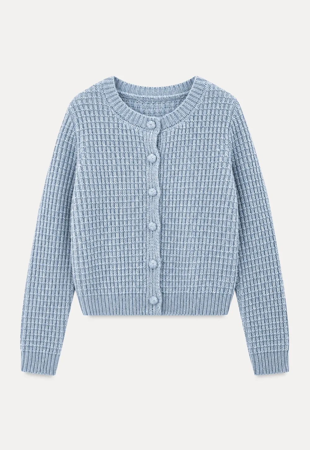 Ribbed Knit Cropped Cardigan with Button Front