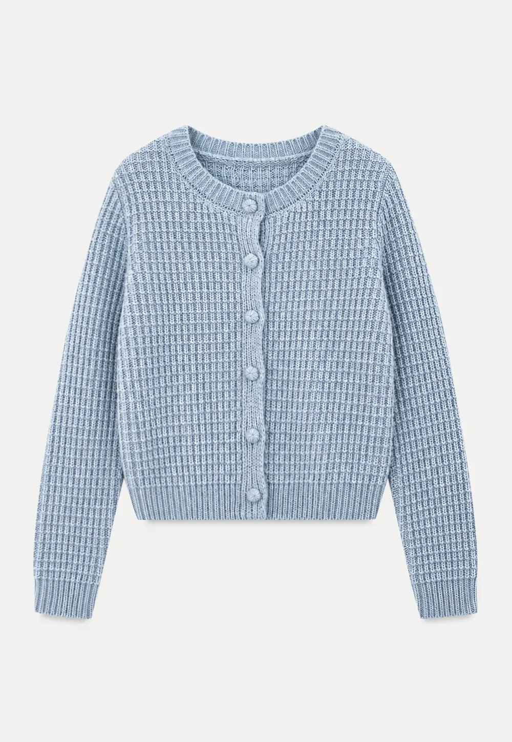 Ribbed Knit Cropped Cardigan with Button Front