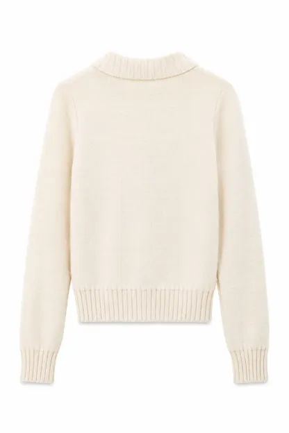 Cable Knit Diamond Pattern Collared Pullover Sweater