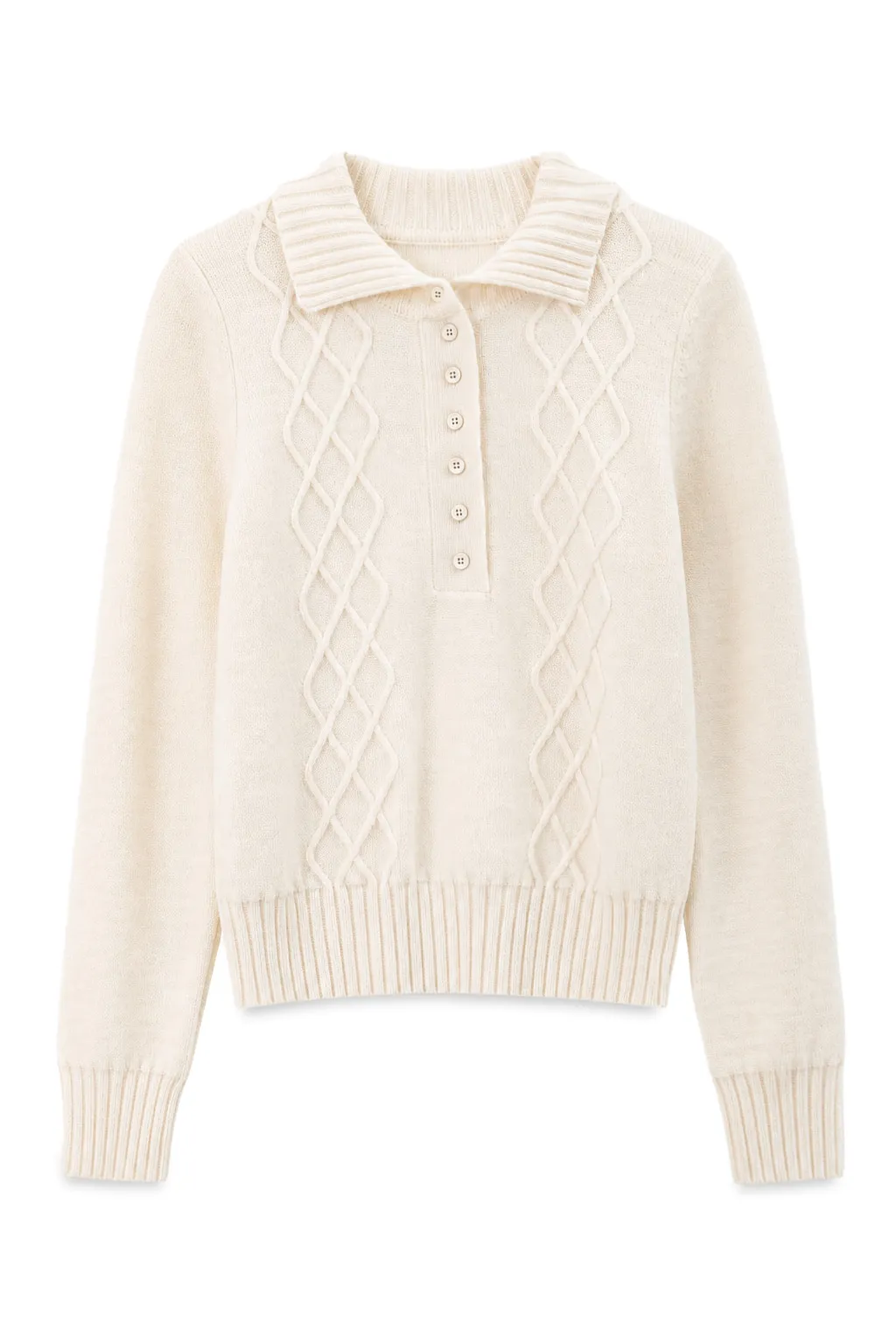 Cable Knit Diamond Pattern Collared Pullover Sweater