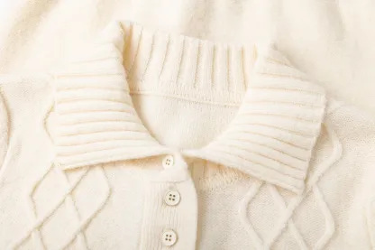 Cable Knit Diamond Pattern Collared Pullover Sweater