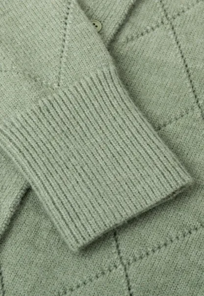 Diamond Stitch Sleeves Cropped Knit Sweater