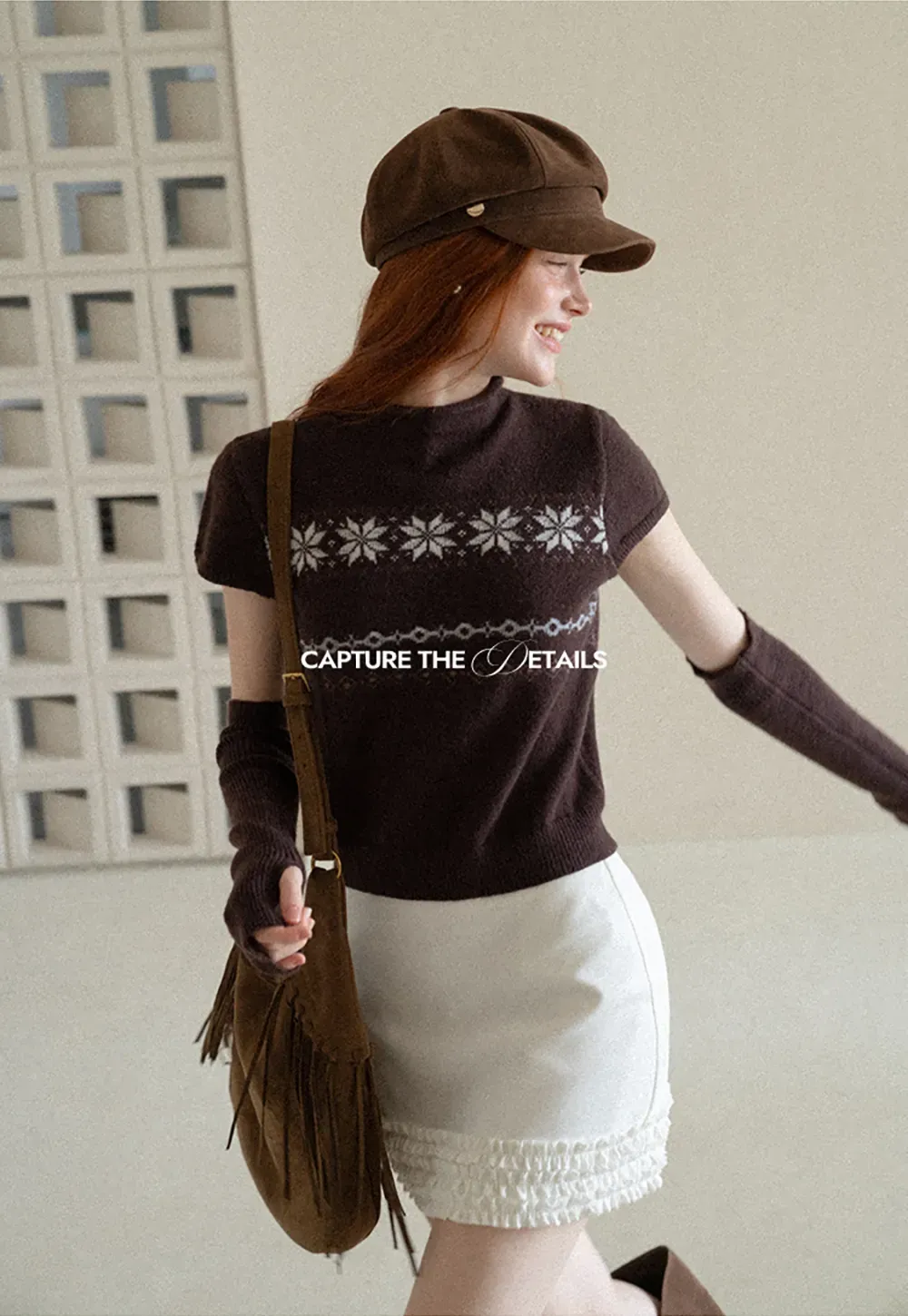 Fair Isle Pattern Short Sleeve Knit Sweater