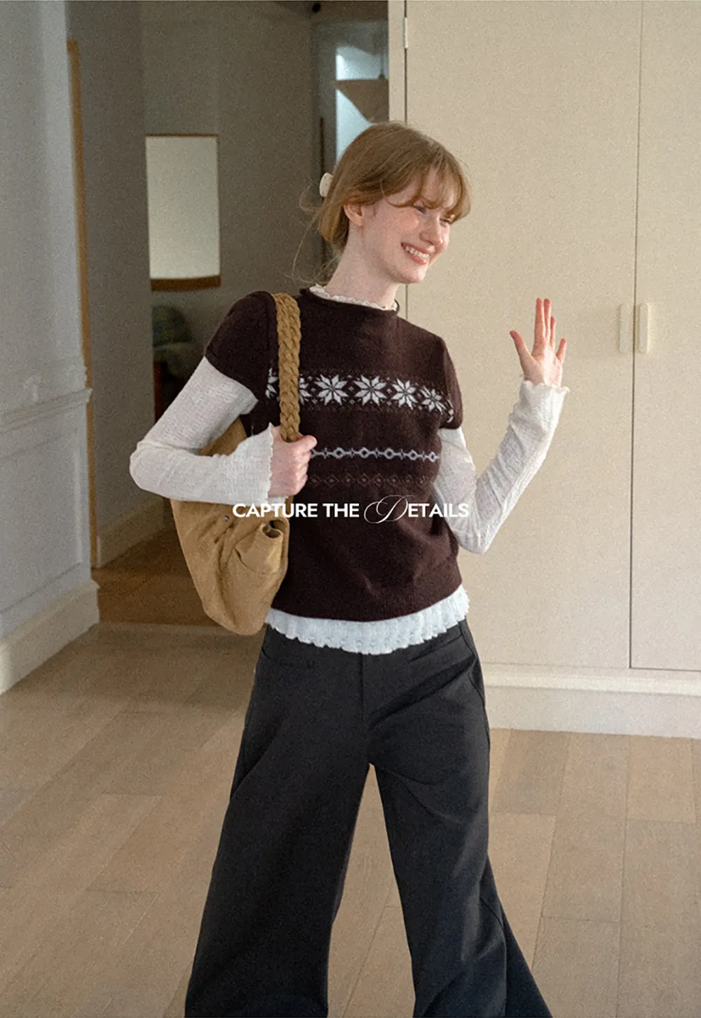 Fair Isle Pattern Short Sleeve Knit Sweater