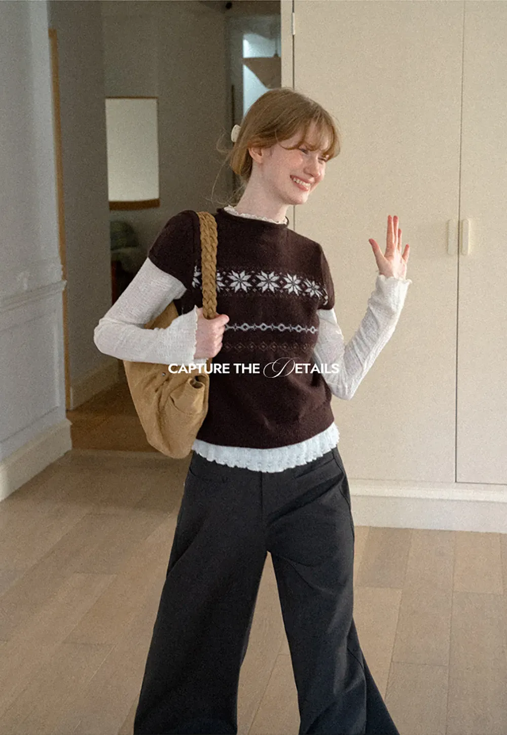 Fair Isle Pattern Short Sleeve Knit Sweater