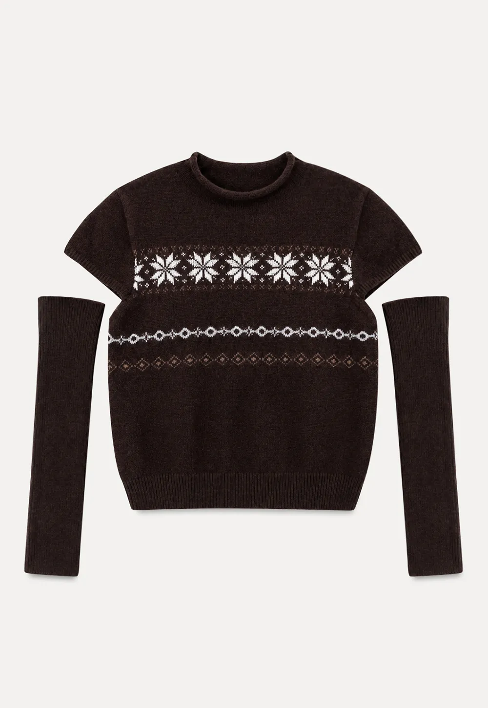 Fair Isle Pattern Short Sleeve Knit Sweater