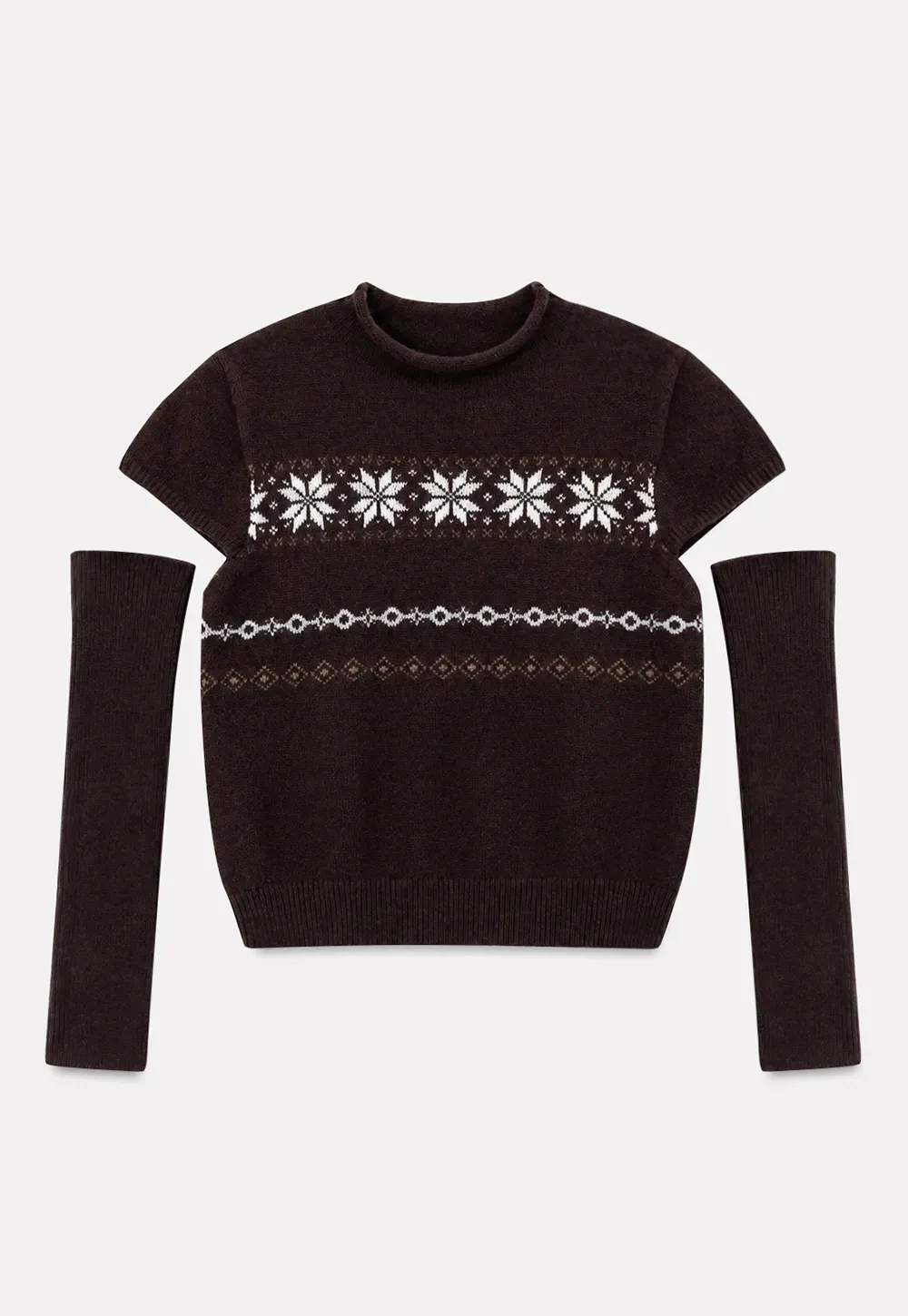 Fair Isle Pattern Short Sleeve Knit Sweater