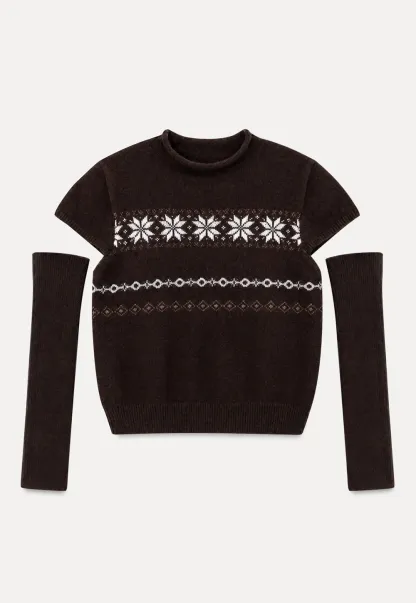 Fair Isle Pattern Short Sleeve Knit Sweater