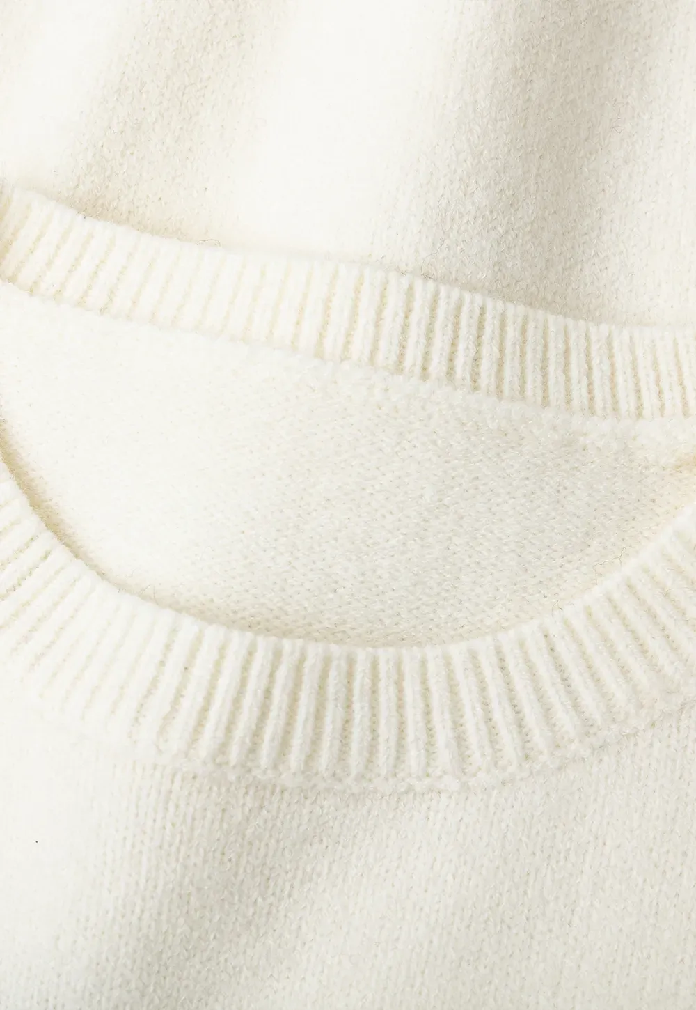 Embroidered Fawn Motif Crewneck Knit Sweater