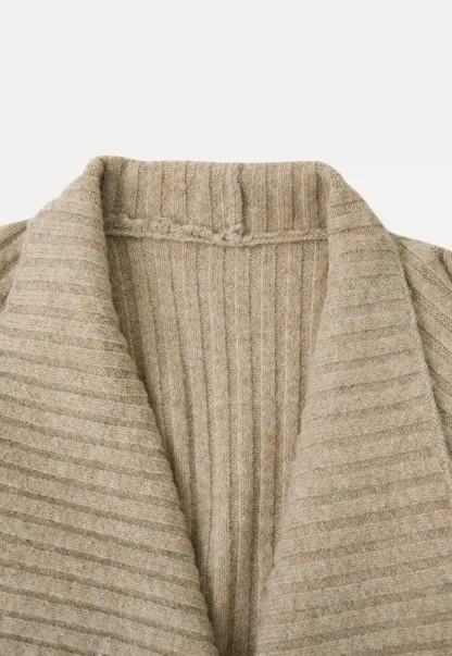 Ribbed Knit Asymmetrical Wrap Cardigan Sweater
