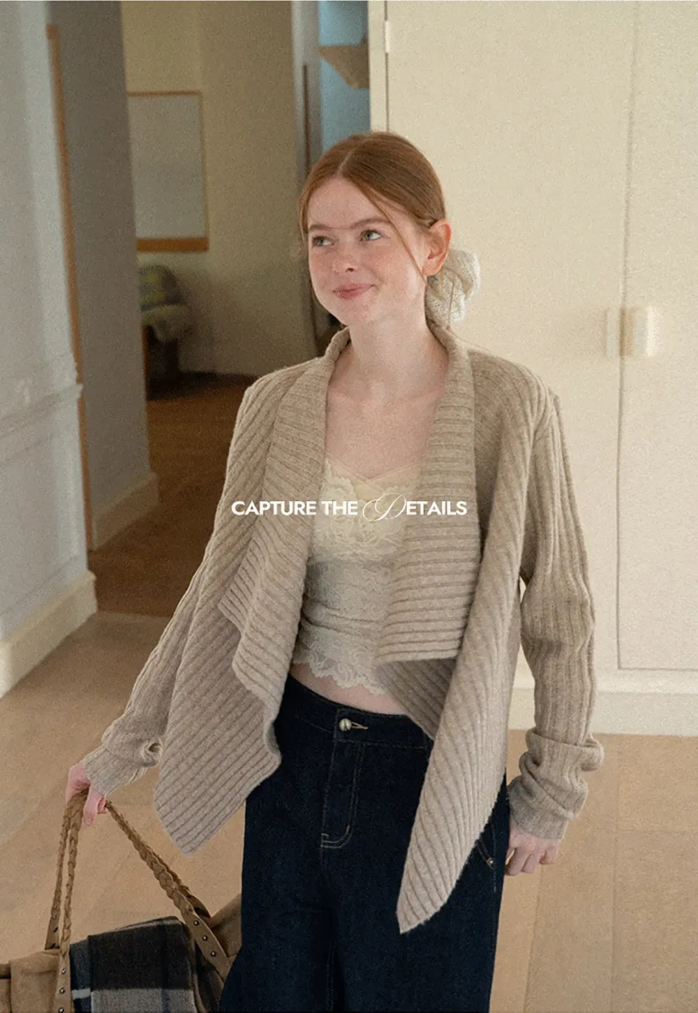 Ribbed Knit Asymmetrical Wrap Cardigan Sweater