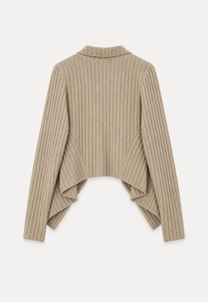 Ribbed Knit Asymmetrical Wrap Cardigan Sweater