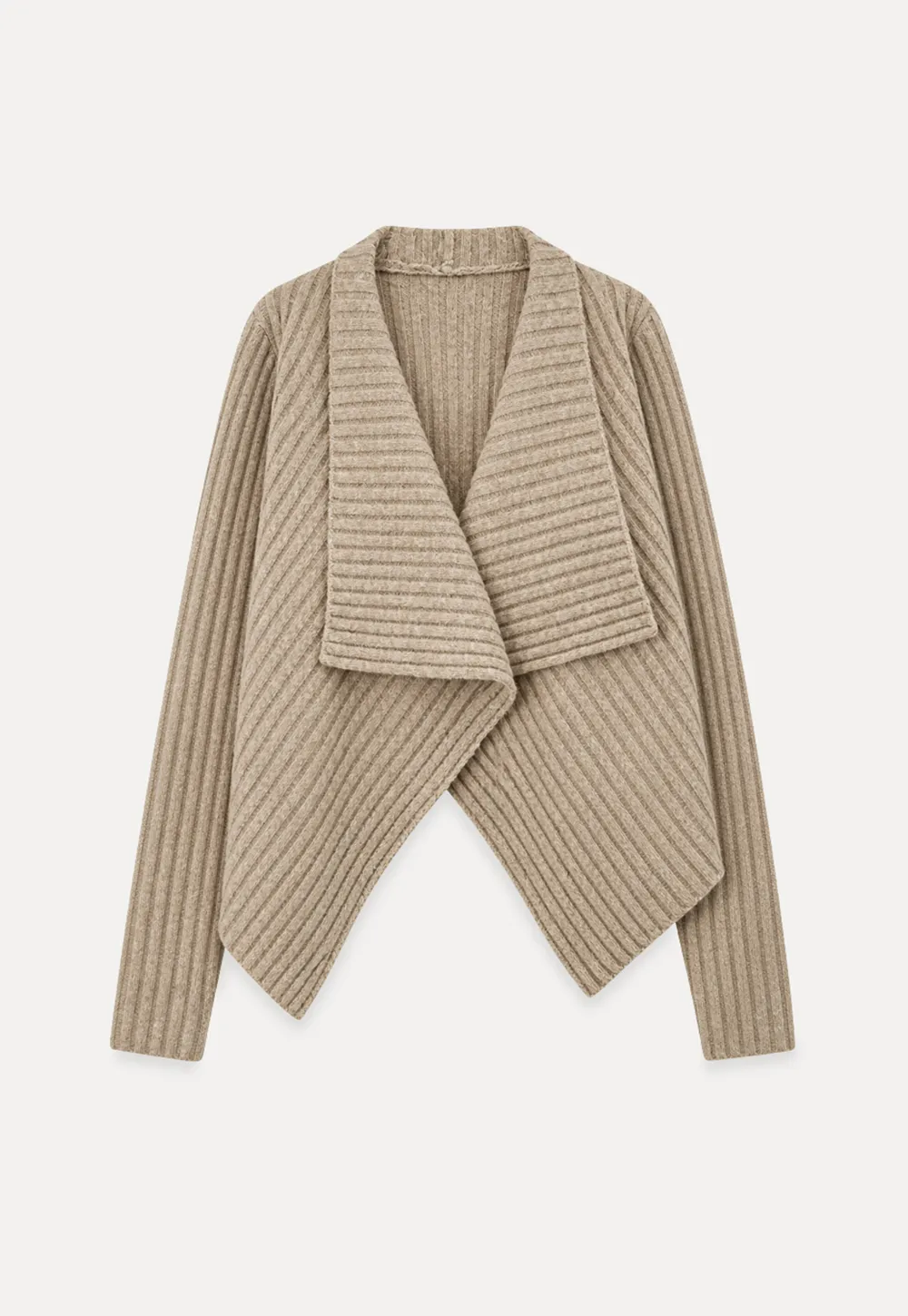 Ribbed Knit Asymmetrical Wrap Cardigan Sweater