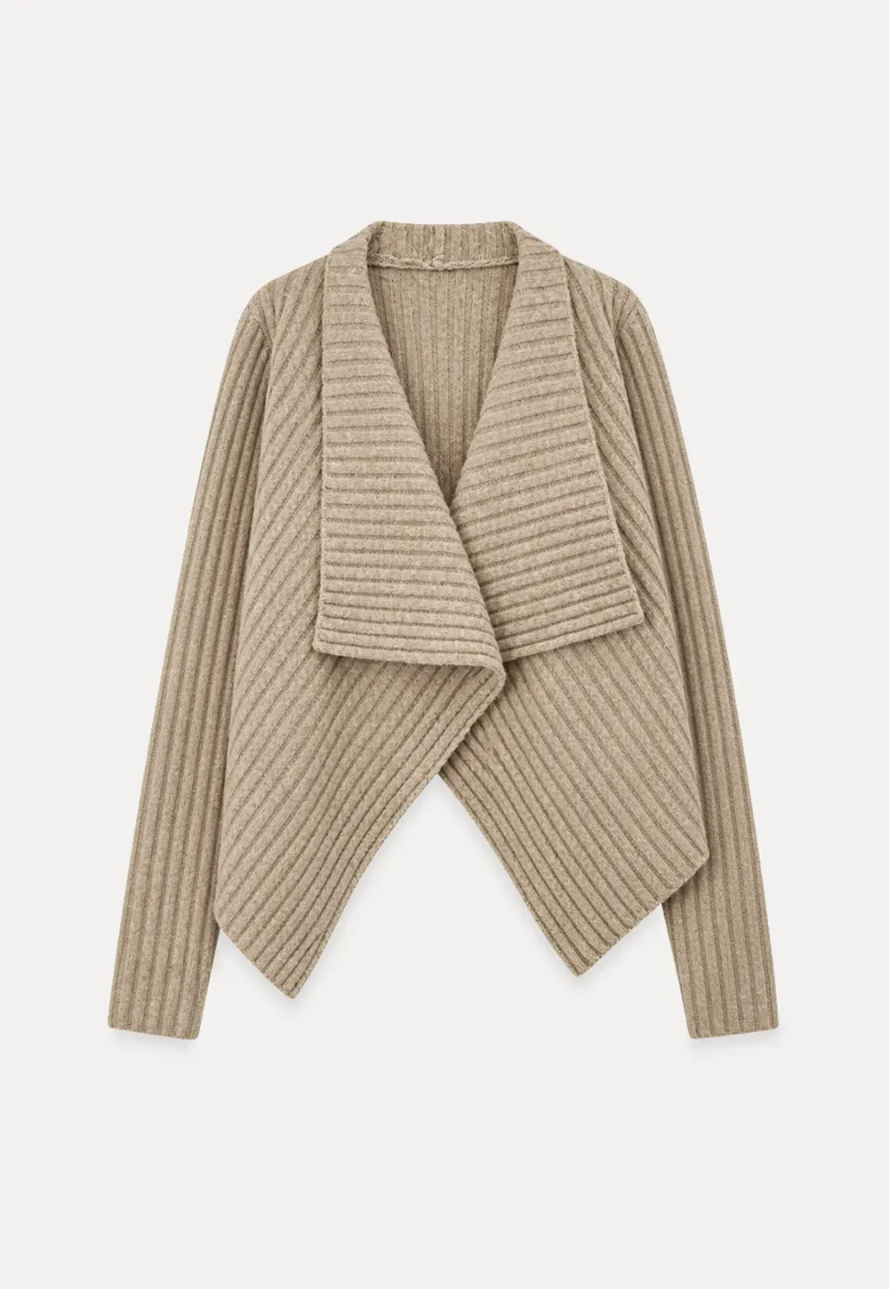 Ribbed Knit Asymmetrical Wrap Cardigan Sweater