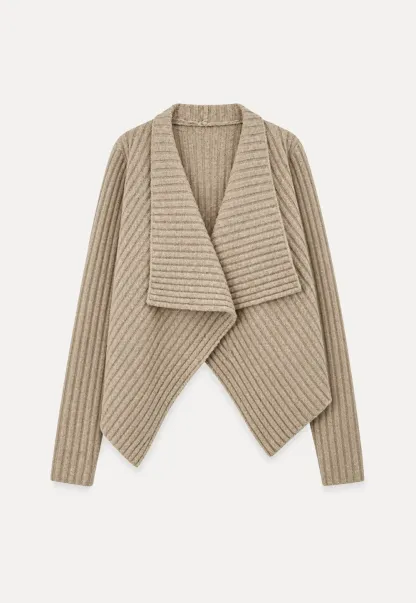 Ribbed Knit Asymmetrical Wrap Cardigan Sweater